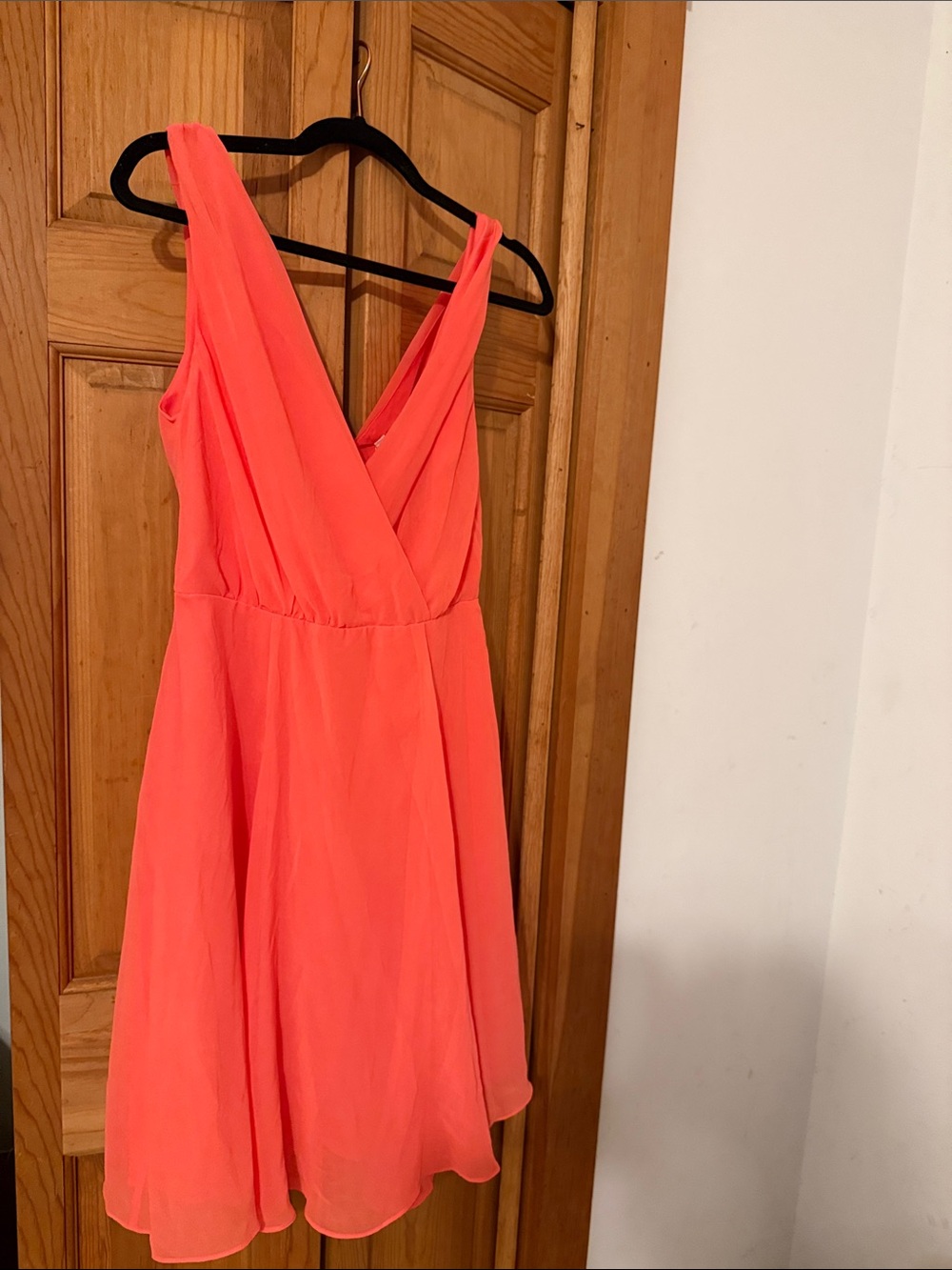 cupcakes & cashmere Coral-Peach Sleeveless V-Neck Mini Dress